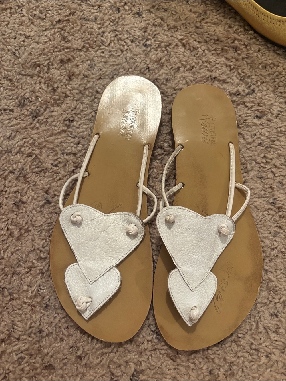Jennifer Swii White Heart Genuine Leather Thong Sandals